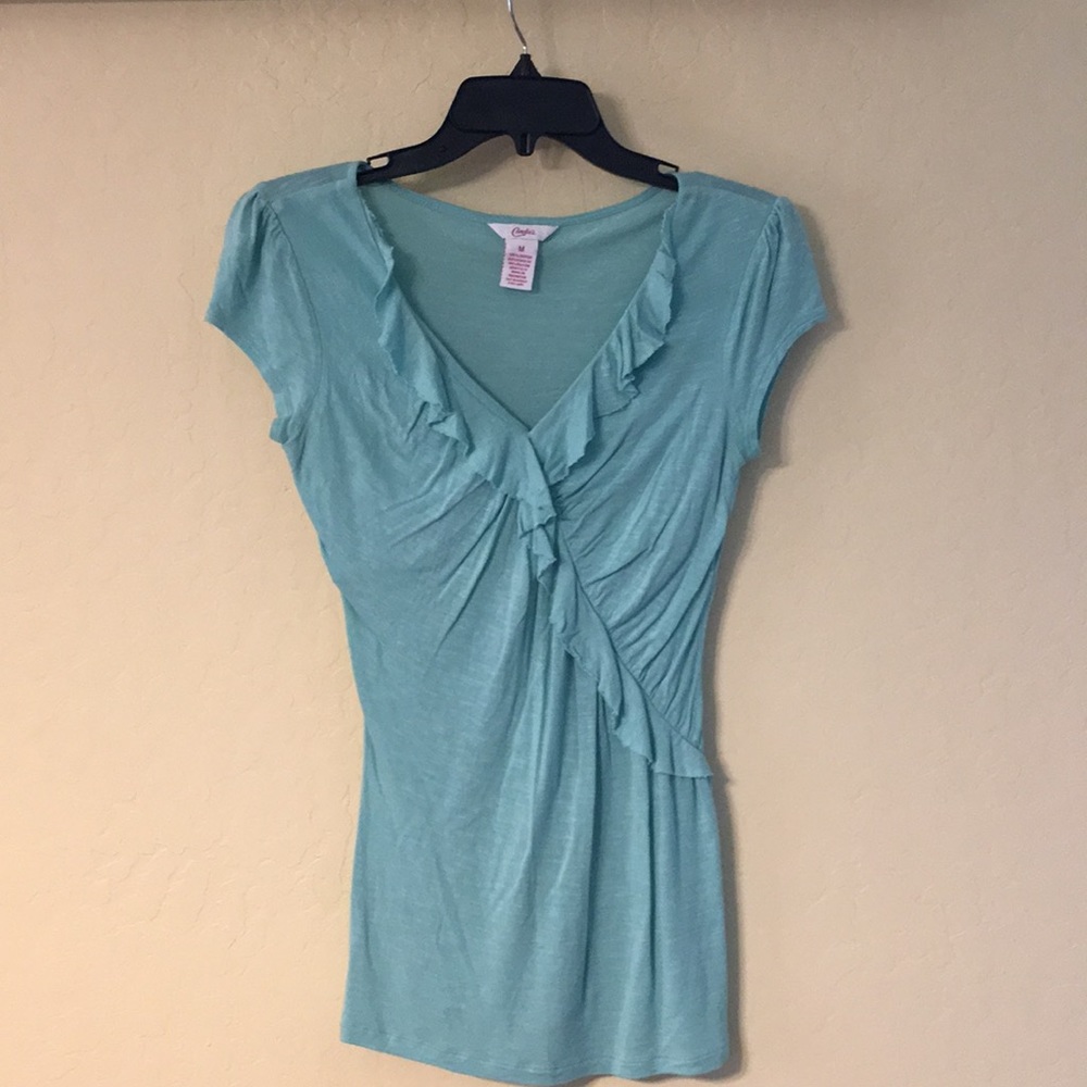 Aqua Ruffled Blouse